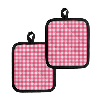 Pink And White Buffalo Check Print Pot Holders