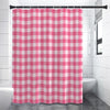 Pink And White Buffalo Check Print Premium Shower Curtain