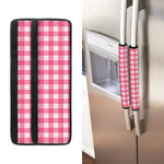 Pink And White Buffalo Check Print Refrigerator Handle Covers