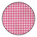 Pink And White Buffalo Check Print Round Floor Mat
