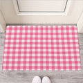Pink And White Buffalo Check Print Rubber Doormat
