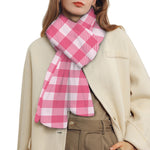 Pink And White Buffalo Check Print Scarf