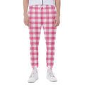 Pink And White Buffalo Check Print Joggers