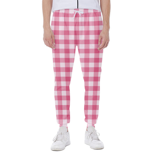 Pink And White Buffalo Check Print Scuba Joggers
