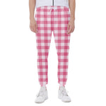 Pink And White Buffalo Check Print Scuba Joggers