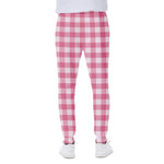 Pink And White Buffalo Check Print Scuba Joggers