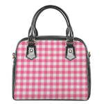 Pink And White Buffalo Check Print Shoulder Handbag