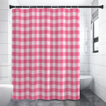 Pink And White Buffalo Check Print Shower Curtain