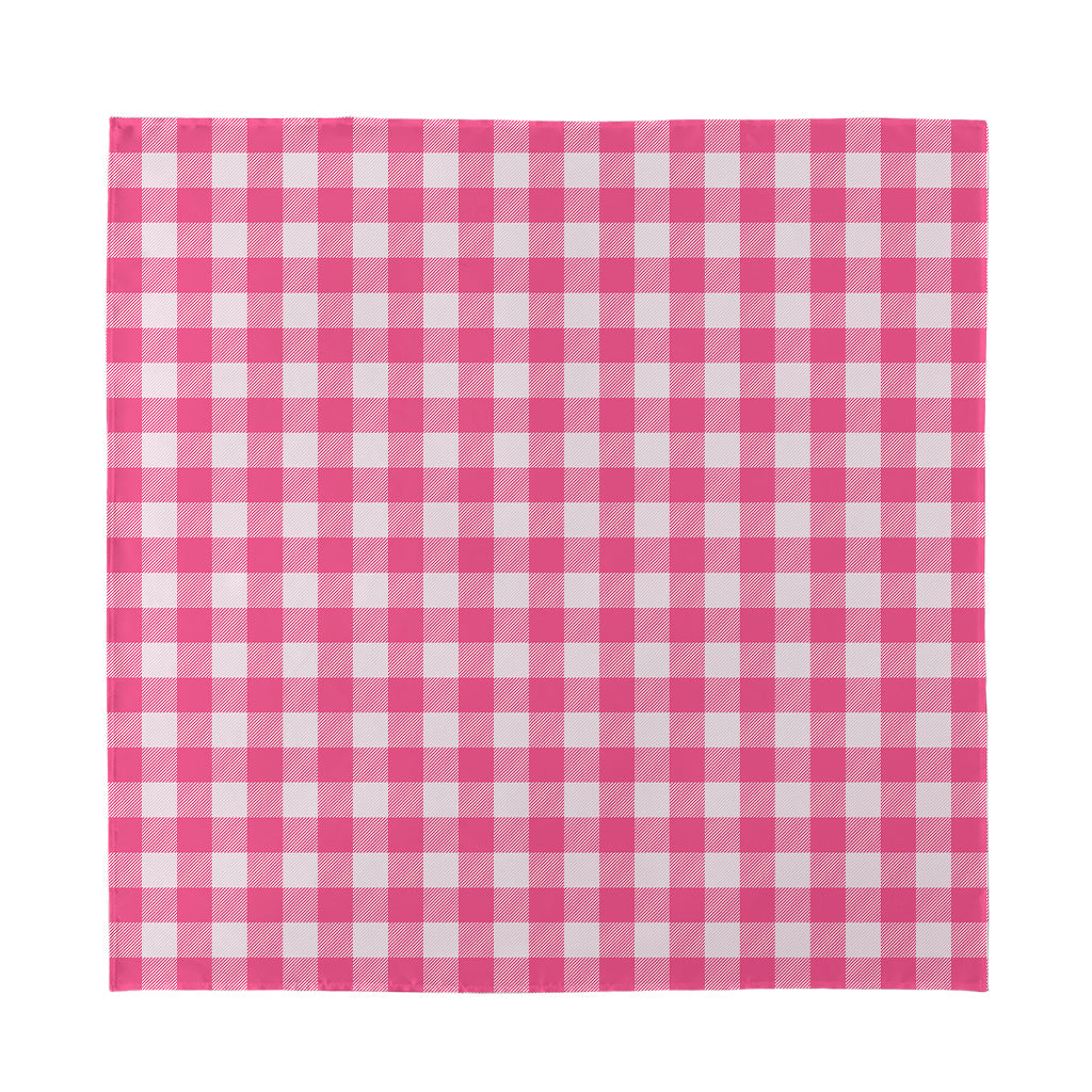 Pink And White Buffalo Check Print Silk Bandana