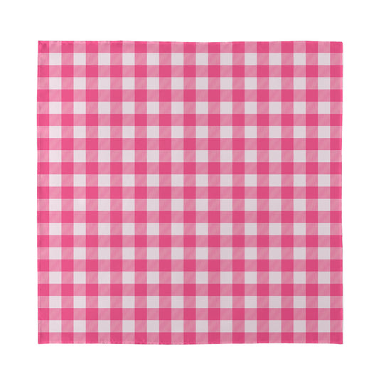 Pink And White Buffalo Check Print Silk Bandana
