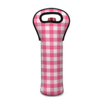 Pink And White Buffalo Check Print Single Neoprene Wine Tote