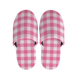 Pink And White Buffalo Check Print Slippers