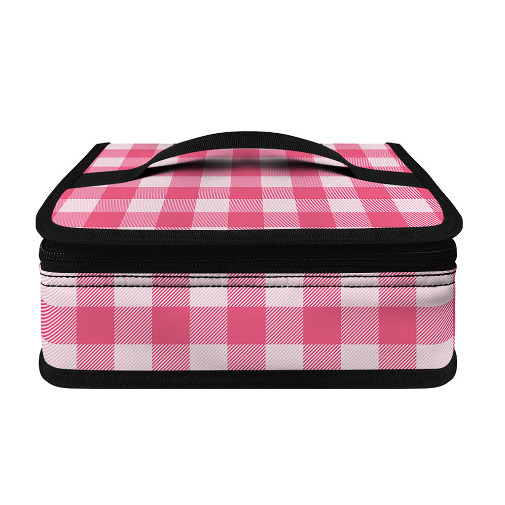 Pink And White Buffalo Check Print Small Lunch Bag
