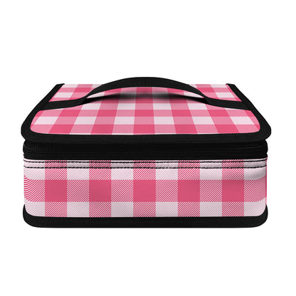 Pink And White Buffalo Check Print Small Lunch Bag
