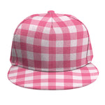 Pink And White Buffalo Check Print Snapback Cap
