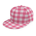 Pink And White Buffalo Check Print Snapback Cap