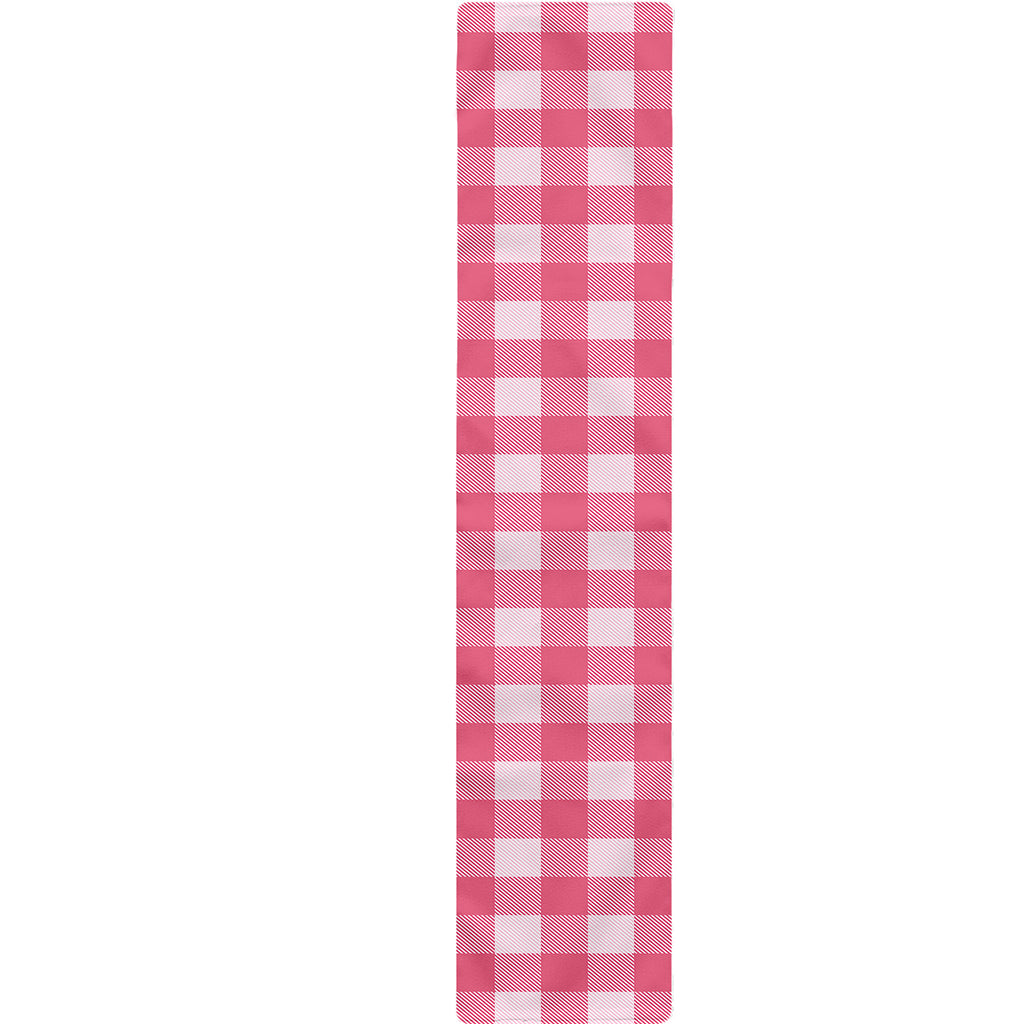 Pink And White Buffalo Check Print Table Runner