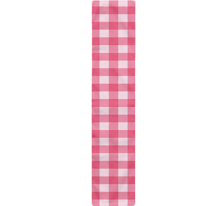 Pink And White Buffalo Check Print Table Runner