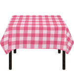 Pink And White Buffalo Check Print Tablecloth