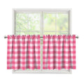 Pink And White Buffalo Check Print Tier Curtains