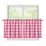 Pink And White Buffalo Check Print Tier Curtains