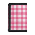 Pink And White Buffalo Check Print Trifold Wallet