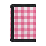 Pink And White Buffalo Check Print Trifold Wallet