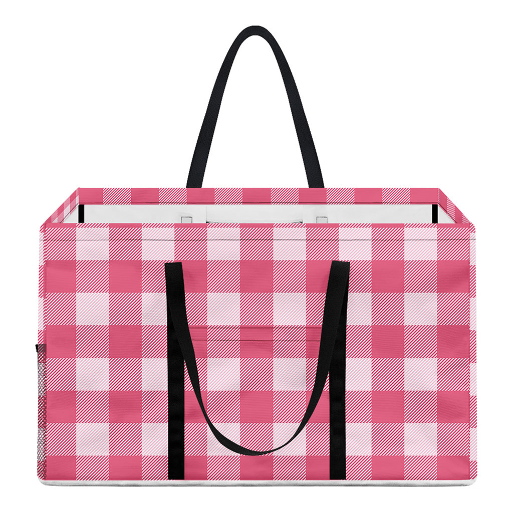 Pink And White Buffalo Check Print Utility Tote Bag