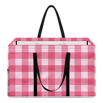 Pink And White Buffalo Check Print Utility Tote Bag