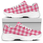 Pink And White Buffalo Check Print White Chunky Shoes