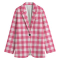 Pink And White Buffalo Check Print Women's Blazer