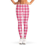 Pink And White Buffalo Check Print Women's Leggings
