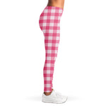 Pink And White Buffalo Check Print Women's Leggings