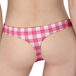 Pink And White Buffalo Check Print Women's Thong