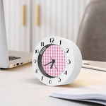 Pink And White Check Pattern Print Alarm Clock