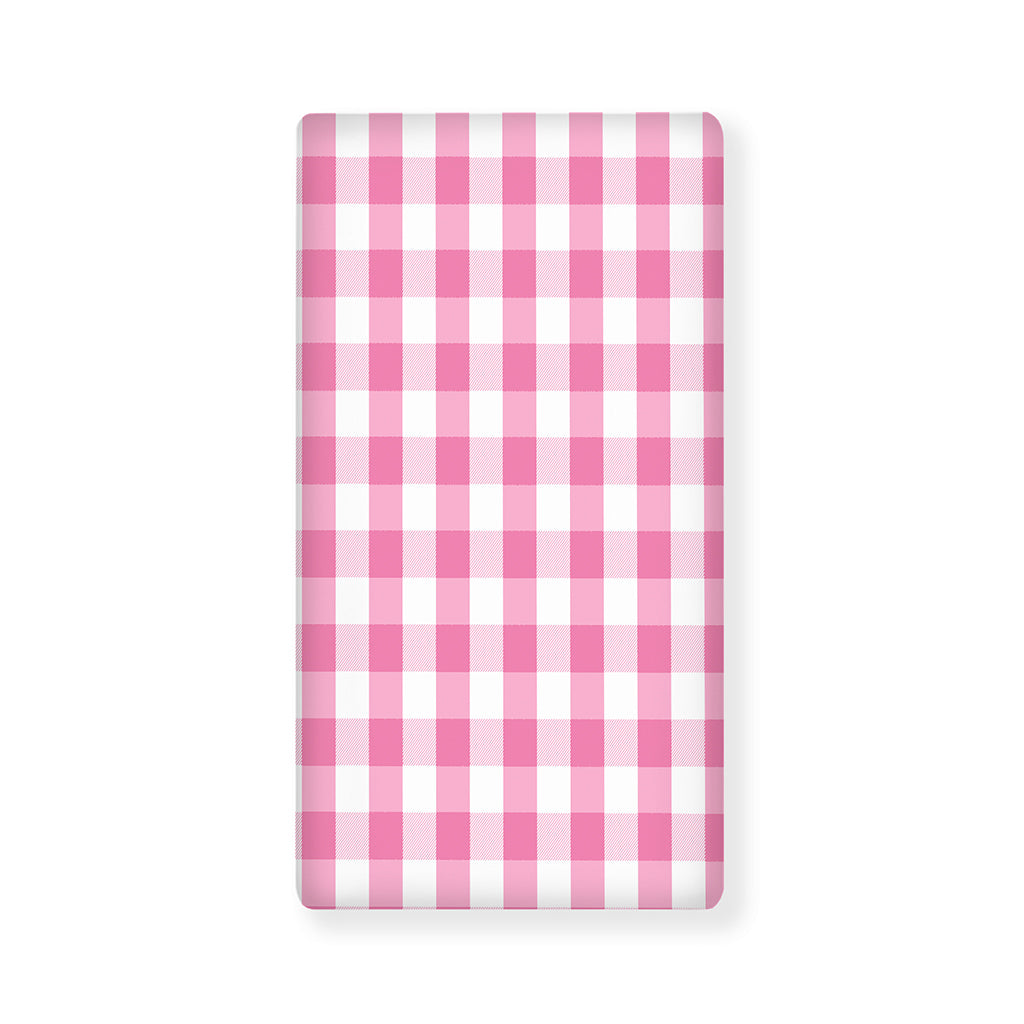 Pink And White Check Pattern Print Baby Crib Sheet