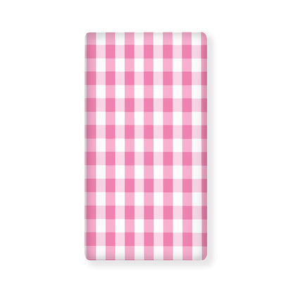 Pink And White Check Pattern Print Baby Crib Sheet