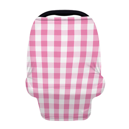 Pink And White Check Pattern Print Baby Seat Cover