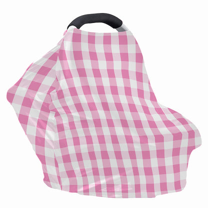 Pink And White Check Pattern Print Baby Seat Cover