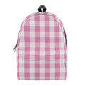 Pink And White Check Pattern Print School Backpack