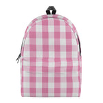 Pink And White Check Pattern Print Backpack