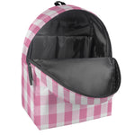 Pink And White Check Pattern Print Backpack