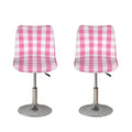 Pink And White Check Pattern Print Bar Stool Covers