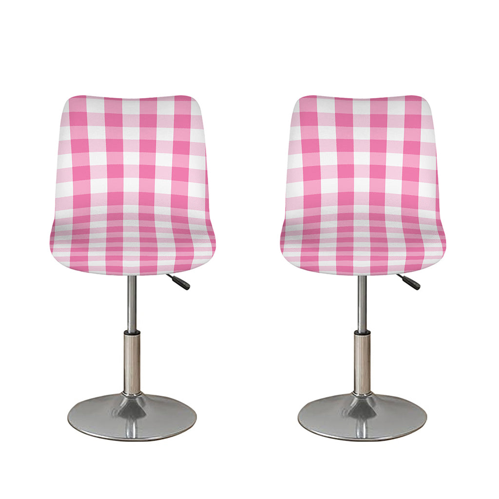 Pink And White Check Pattern Print Bar Stool Covers