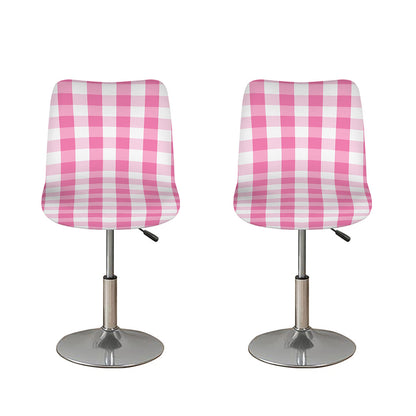 Pink And White Check Pattern Print Bar Stool Covers