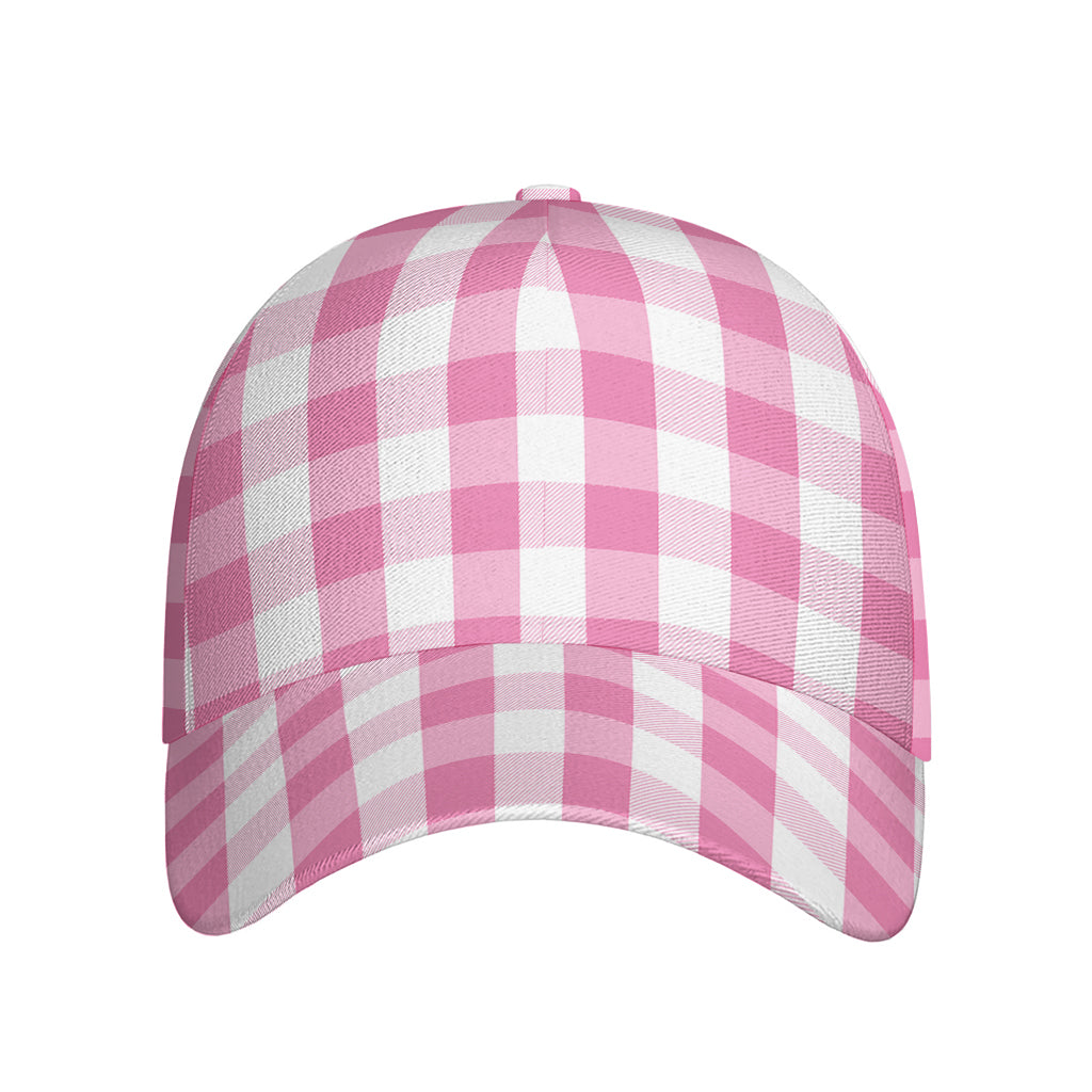 Pink And White Check Pattern Print Baseball Cap