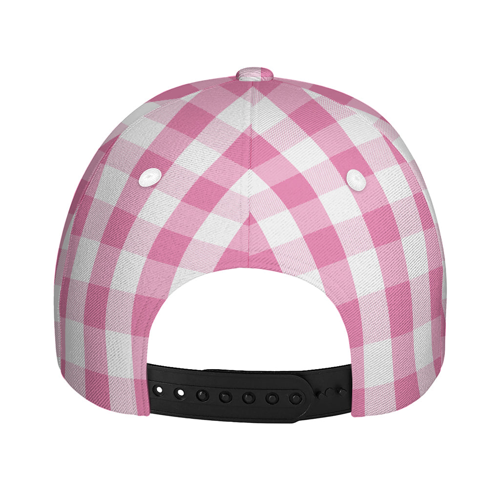 Pink And White Check Pattern Print Baseball Cap