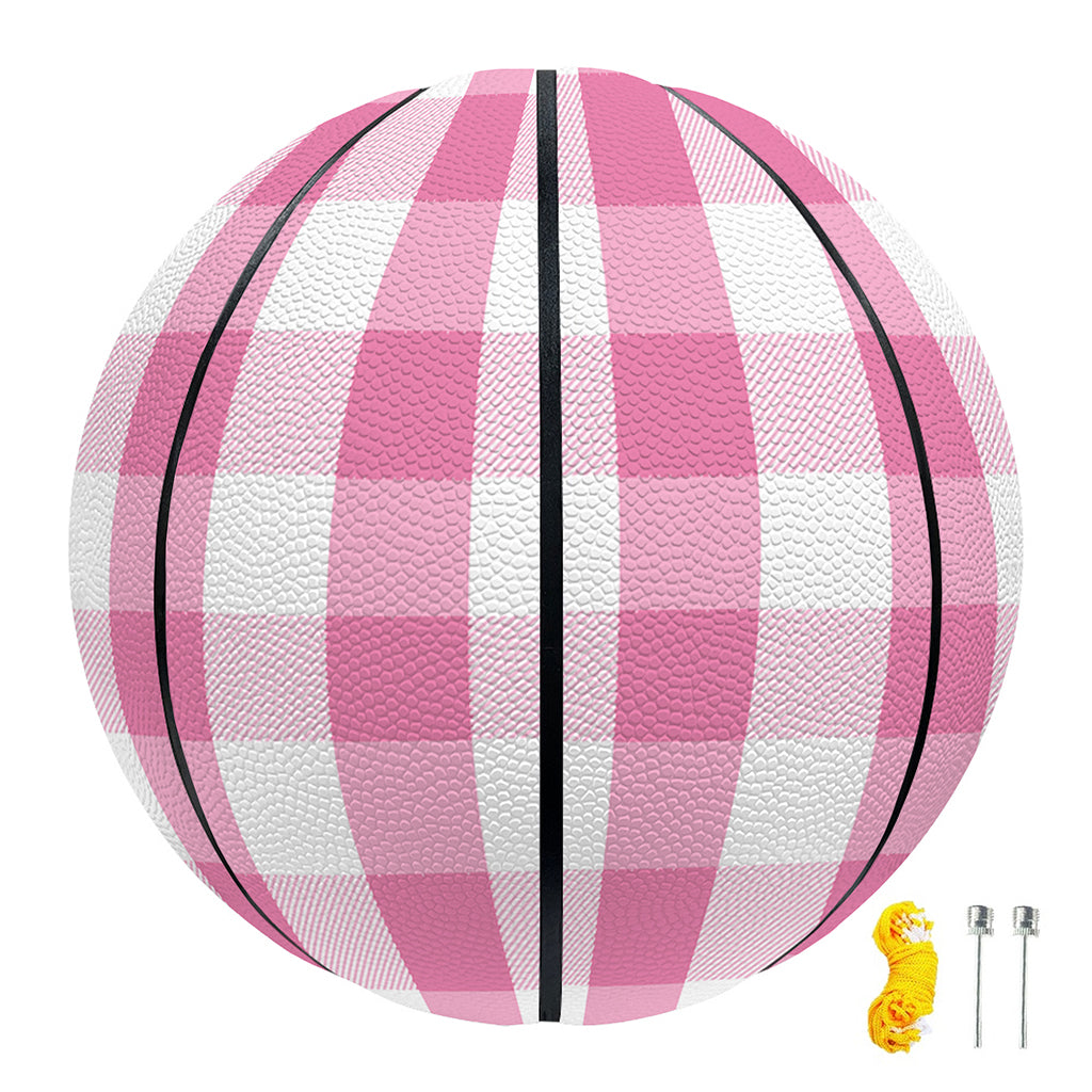 Pink And White Check Pattern Print Basketball