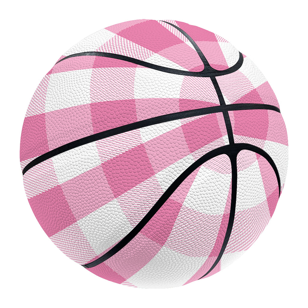 Pink And White Check Pattern Print Basketball