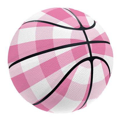 Pink And White Check Pattern Print Basketball
